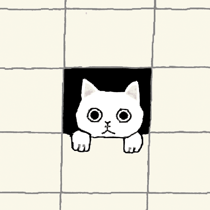 Ceiling Cat, a white cat looking down through a missing ceiling tile